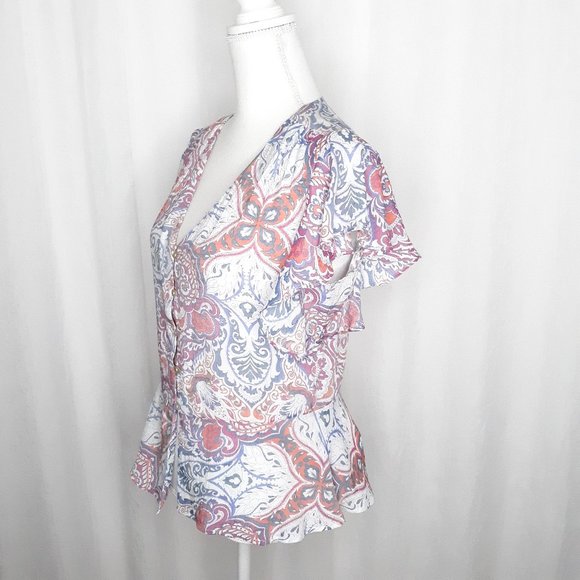 Nanette by Nanette Lepore Paisley Flutter Sleeve Blouse - Picture 2 of 8